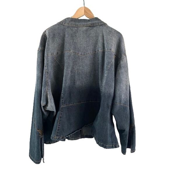Just Blu Jeans Ombré Unique Detailed Denim Jacket Blazer Sz 32W - Picture 2 of 10